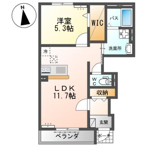 SOLDIASII(1LDK/1階)の間取り写真