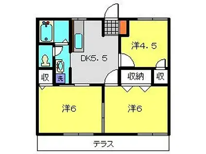 クレストコクエB(3DK/2階)の間取り写真