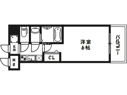 ドルチェヴィータ北浜(1K/2階)の間取り写真