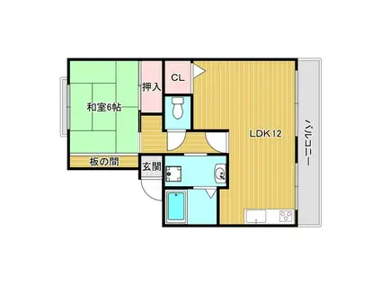 ロータスハイツ(1LDK/2階)の間取り写真