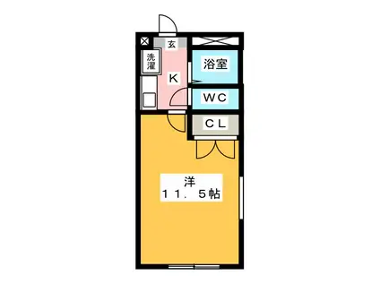 ドリーミング(1K/1階)の間取り写真
