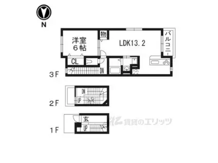 カーサ ジェンティーレ(1LDK/3階)の間取り写真