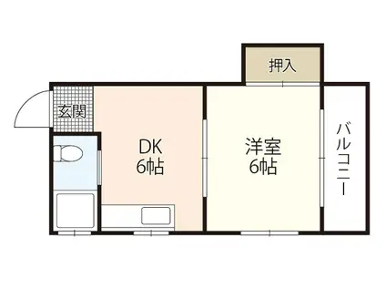 大下ビル(1DK/3階)の間取り写真