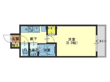 クオーレ玉造(1K/6階)の間取り写真