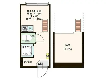 STAGE高田馬場(ワンルーム/2階)の間取り写真