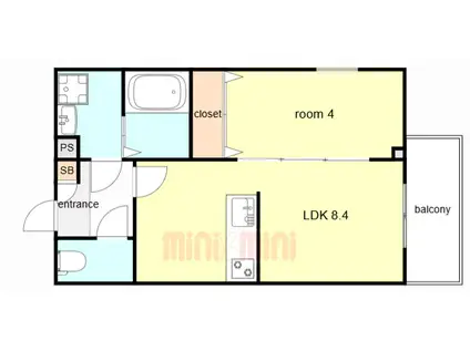 ジーメゾン神戸ヴェルデ(1LDK/1階)の間取り写真