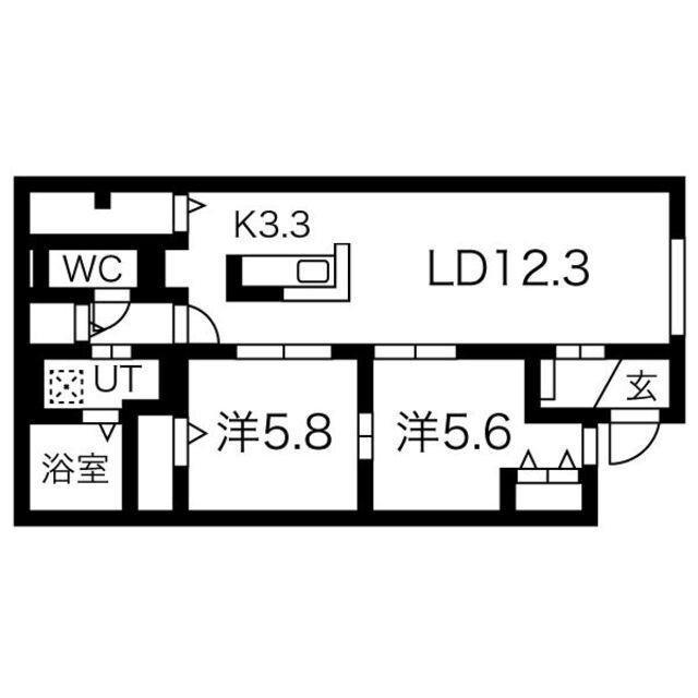 ラシーネ本陣(2LDK/1階)の間取り写真