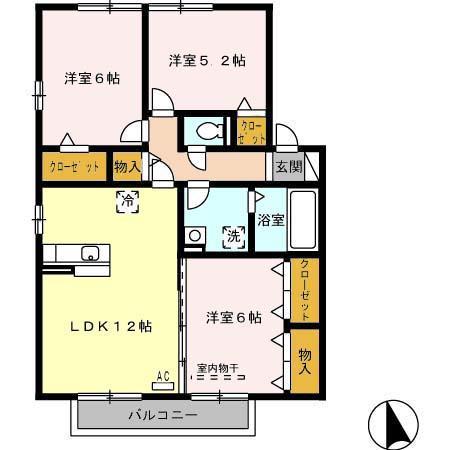 ポワール・M A(3LDK/2階)の間取り写真