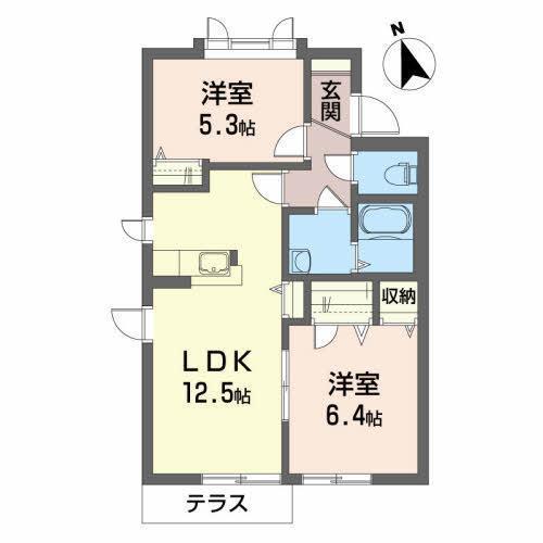 シャーメゾンアイB(2LDK/1階)の間取り写真