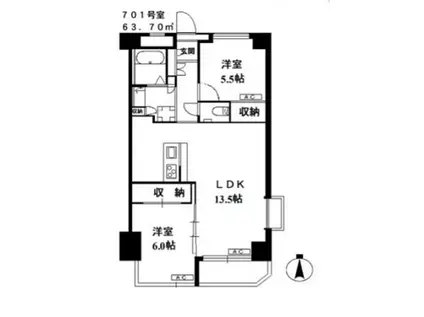 ヴェルセ用賀(2LDK/7階)の間取り写真