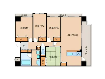 パデシオン祝園(4LDK/9階)の間取り写真