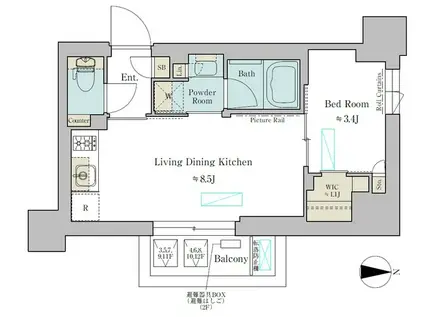 BRILLIA IST 武蔵小杉(1LDK/12階)の間取り写真