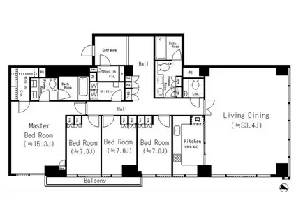 レジディア市谷砂土原(4LDK/2階)の間取り写真