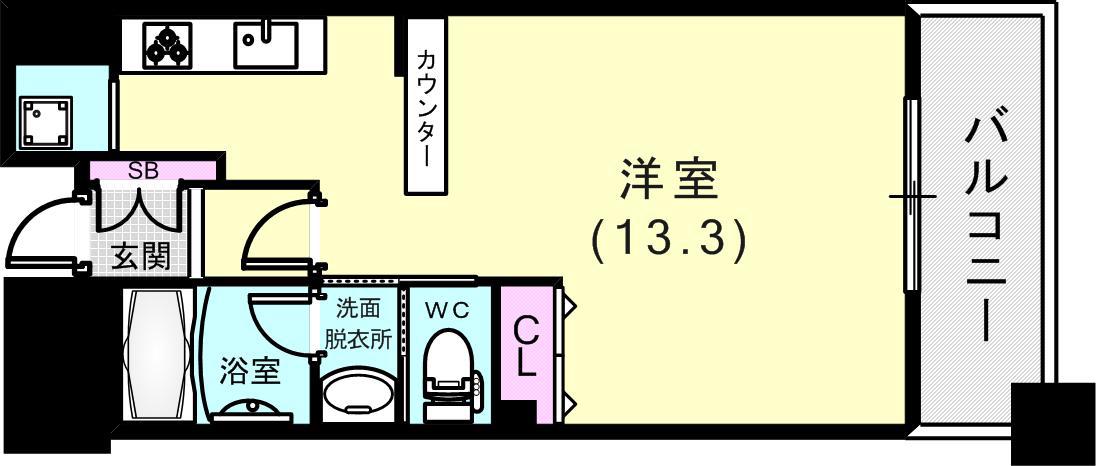 アーバネックス神戸駅前(ワンルーム/10階)の間取り写真