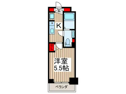 グランカーサ市川国府台(1K/2階)の間取り写真