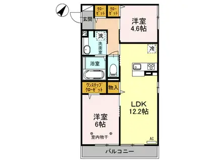 APARTMENT WILL(2LDK/2階)の間取り写真