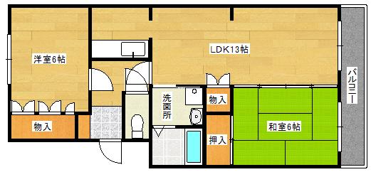 K3ハイツ(2LDK/2階)の間取り写真