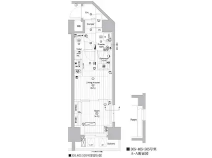 PREMIUM CUBE 亀戸(1DK/4階)の間取り写真