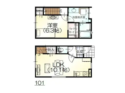 D-BOX神明(1LDK/1階)の間取り写真