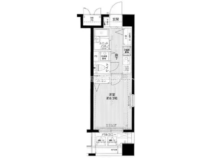 メインステージ赤坂II学生・社会人にオススメ初期費(1K/8階)の間取り写真