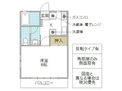 サンハイツ(1K/2階)の間取り写真