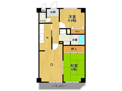 グレンツェンオクムラ(2LDK/3階)の間取り写真