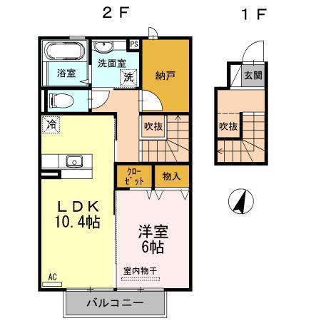 メルヴェーユ A(1LDK/2階)の間取り写真