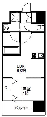 W.O.B.KYOBASHI(1LDK/9階)の間取り写真