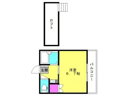 ハイツ新在家(1K/2階)の間取り写真