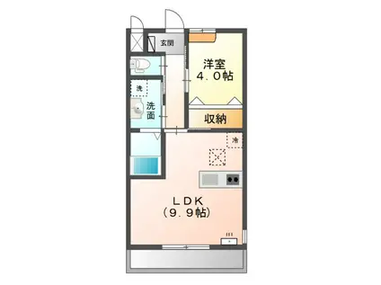 カーサ・グランディール(1LDK/1階)の間取り写真