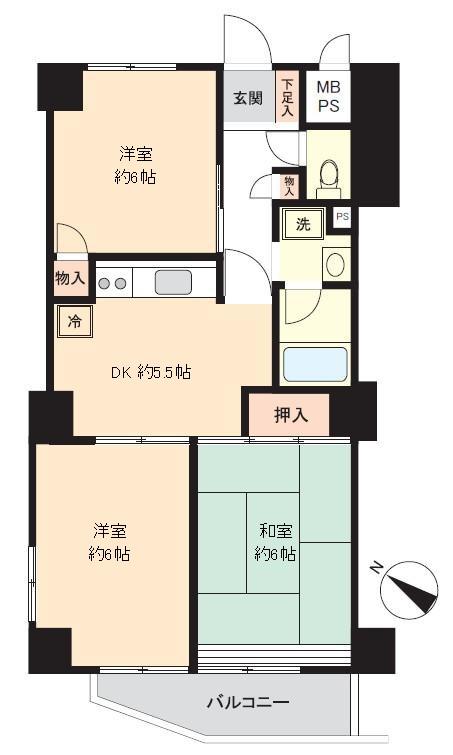 VIP日本橋浜町(3DK/10階)の間取り写真