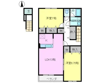 サン・クラージュ(2LDK/2階)の間取り写真