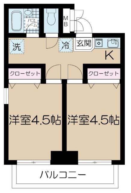 アムール戸山(2K/3階)の間取り写真