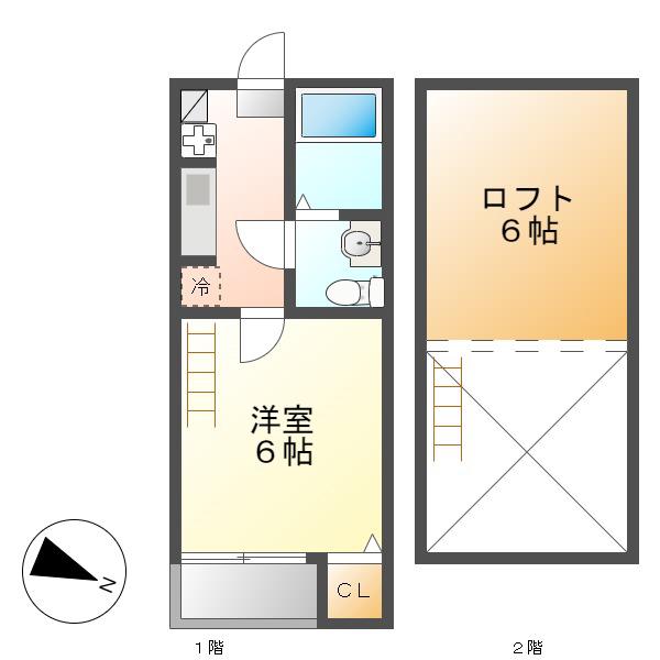 LA MAISON YS本陣(1K/2階)の間取り写真