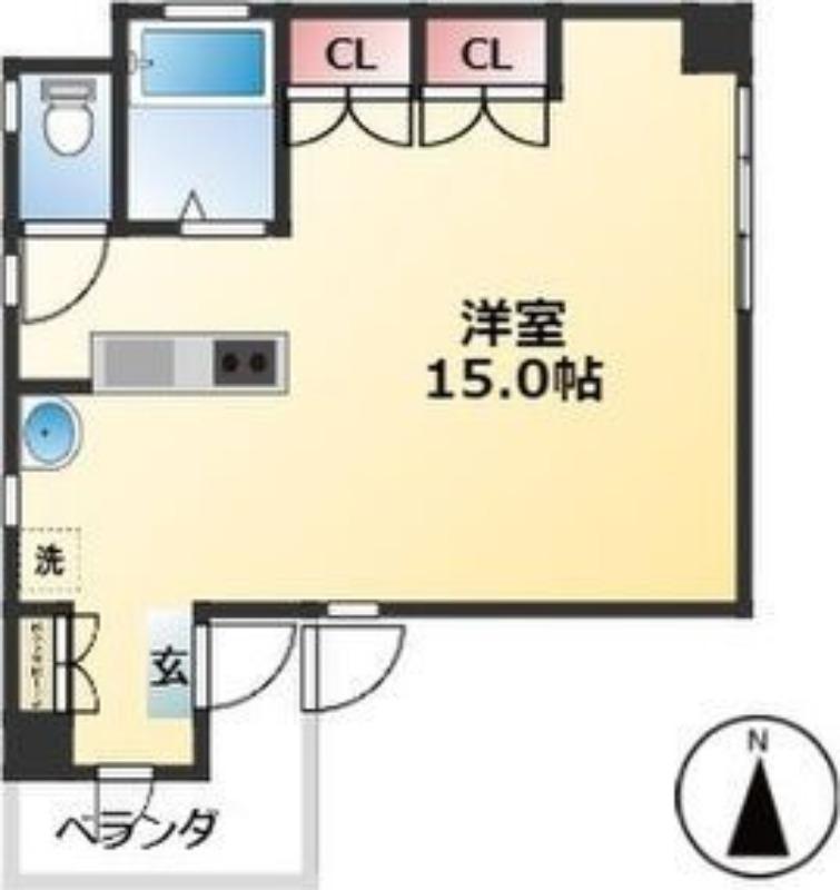 ジラールペルゴ(ワンルーム/9階)の間取り写真