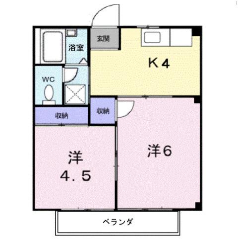 シティハイツ羽原B(2K/2階)の間取り写真
