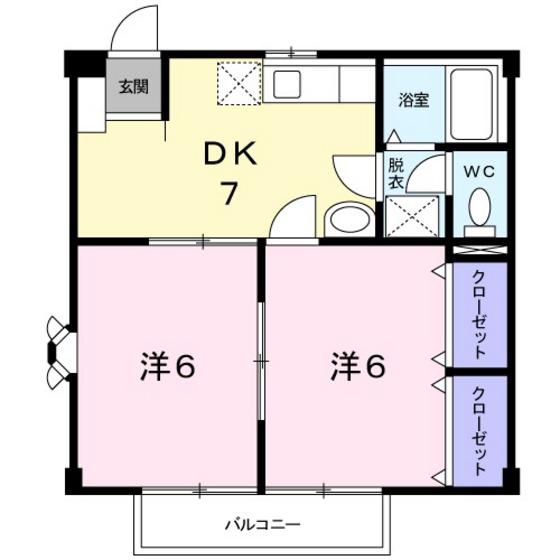 アーバンF(2DK/2階)の間取り写真