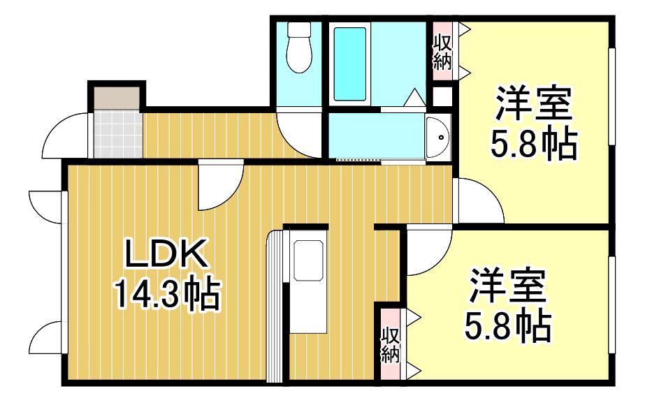 バロンドール(2LDK/1階)の間取り写真