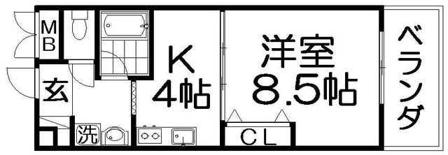 カリーノカサメント東中振(1K/2階)の間取り写真