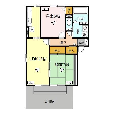 シエークル21 B(2LDK/1階)の間取り写真