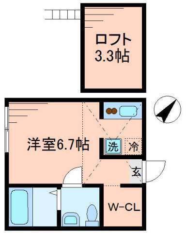 チャーリーハウス(ワンルーム/2階)の間取り写真