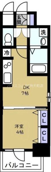エスリード弁天町グロリア(1DK/2階)の間取り写真