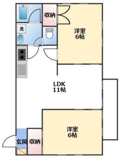 大山レジデンス(3DK/2階)の間取り写真