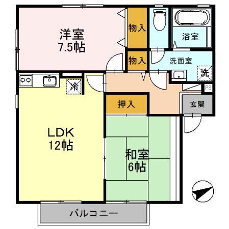 サンマルシェ A棟(2LDK/2階)の間取り写真
