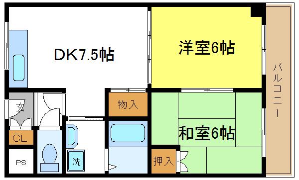 メゾン神武(2DK/3階)の間取り写真