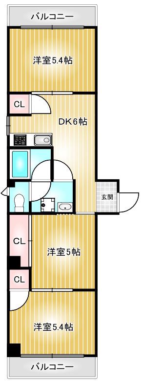 第78プロスパービル(3DK/2階)の間取り写真