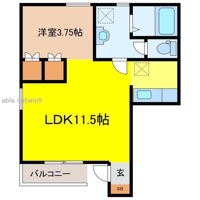 ソレイユ ナカヤマ(1LDK/1階)の間取り写真