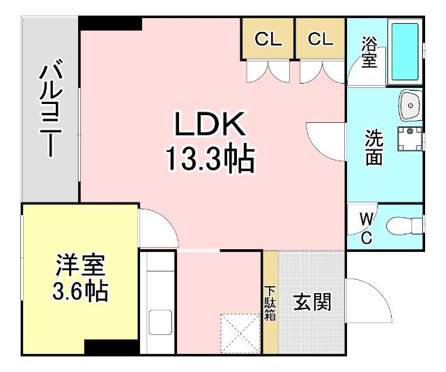FORZA馬借(1LDK/1階)の間取り写真