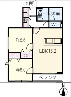 AVANCE ISSHA(2LDK/3階)の間取り写真