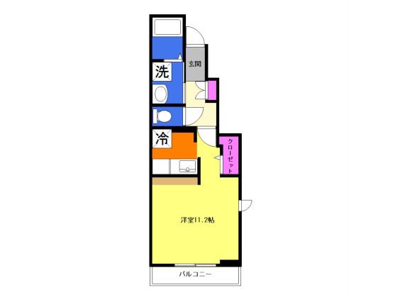リバージュ厚木Ⅴ(ワンルーム/1階)の間取り写真